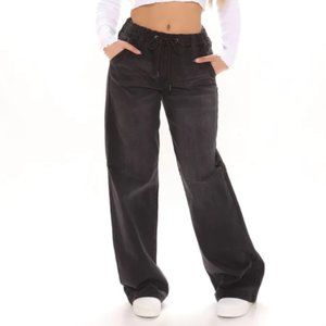 Call It A Day Easy Wide Leg Jeans - Black